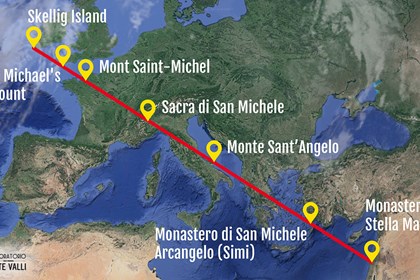 retta san Michele25 SETTE SANTUARI ALLINEATI DEDICATI A SAN MICHELE ARCANGELO, CON AL CENTRO LA SACRA