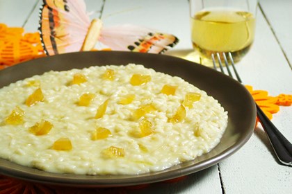 Risotto alla toma del lait brusc con mostarda di agrumi