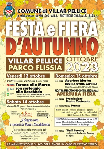 Festa e Fiera d’autunno a Villar Pellice.  Mostra bovina-ovina-caprina e mercato dei prodotti artigianali