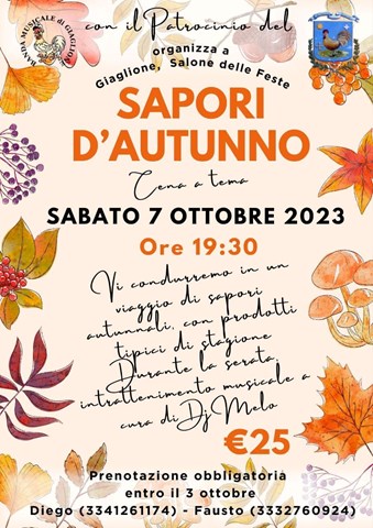 Sapori d’autunno a Giaglione.  Il 7 e 8 ottobre musica, corsa e buon cibo organizzati dalla Banda Musicale