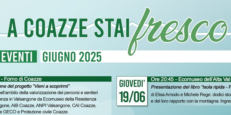 888 PROGRAMMA EVENTI DEL MESE DI GIUGNO A COAZZE