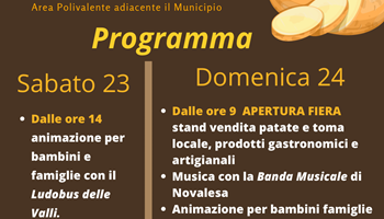 19 ª Fiera della Patata, della Toma e della Cipolla di Novalesa. Sabato 23 e domenica 24 settembre prodotti locali e animazione