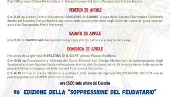 Il 27 aprile a San Giorio c'è "La soppressione del Feudatario"
