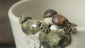 L'Officina particolare di ciotola con funghi L'Officina della Ceramica